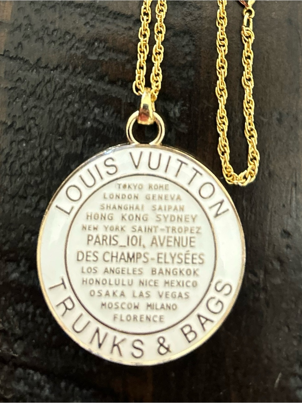 Authentic Louis Vuitton White Trucks & Bags Charm Necklace